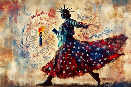 Statue Of Liberty With American Flag Dress