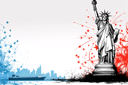 Statue Of Liberty With New York Cityscape
