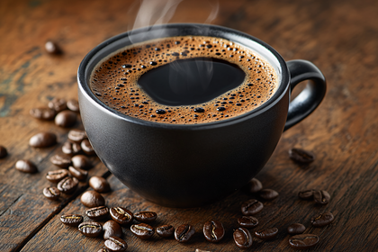Steaming Cup Of Black Coffee