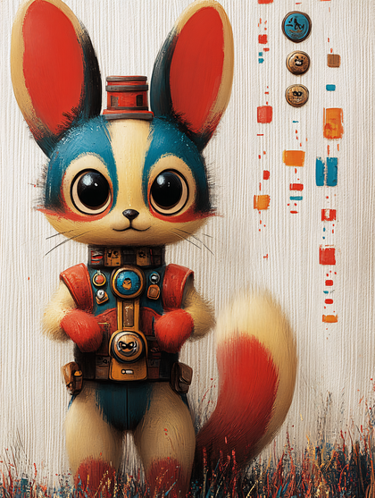 Steampunk Bunny Character with Top Hat