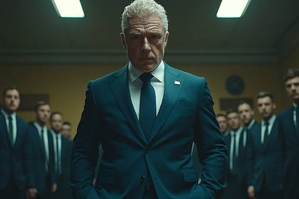 Stern Leader Stares Down Camera