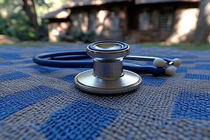 Stethoscope On Blue Patterned Surface