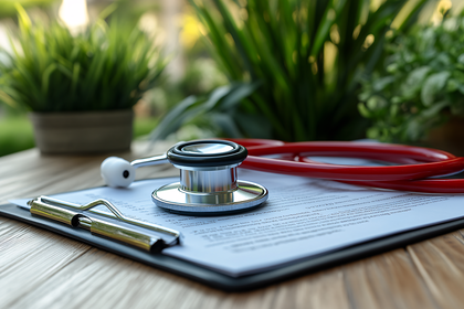 Stethoscope On Clipboard With Plants
