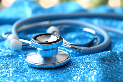 Stethoscope On Glittery Blue Surface