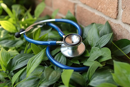 Stethoscope On Green Leaves