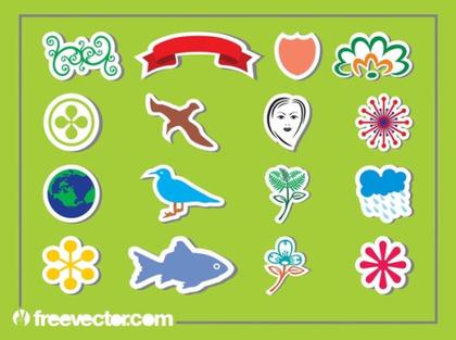 Sticker Set Free Vector