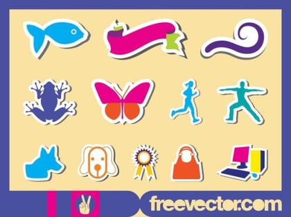 Stickers Set Free Vector