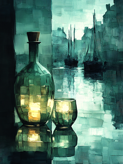 Still Life with Wine and Sailboats