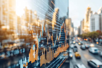 Stock Market Overlay on City Street