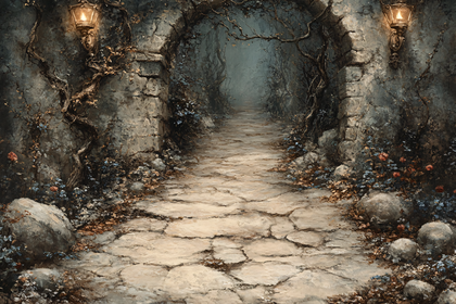 Stone Archway Path Leading To Forest