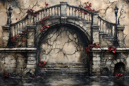 Stone Archway with Floral Accent