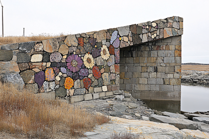 Stone Bridge Adorned with Floral Mosaics