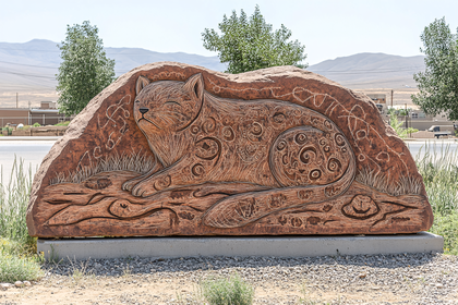 Stone Carved Cat Sculpture