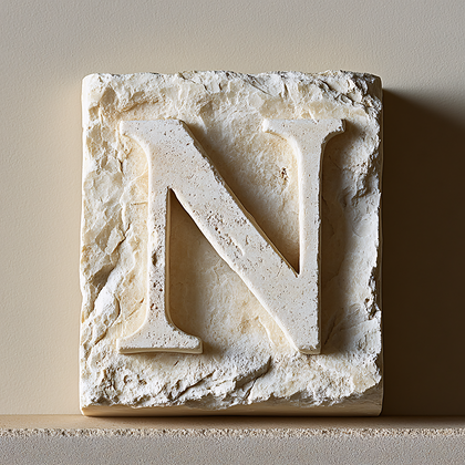 Stone Carved Letter N