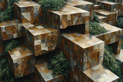 Stone Cube Garden Structure