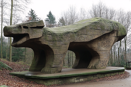 Stone Dragon Sculpture in Forest