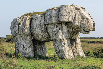 Stone Elephant Sculpture with Carvings