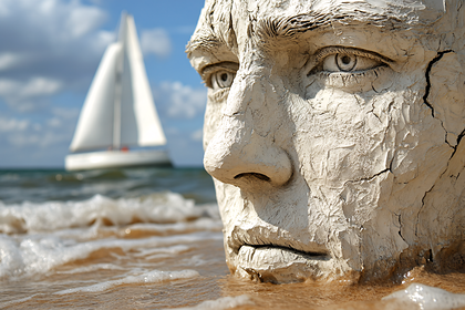 Stone Face At The Beach