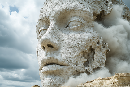 Stone Face Emerging From Earth
