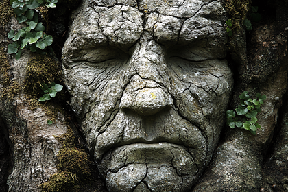 Stone Face In Tree