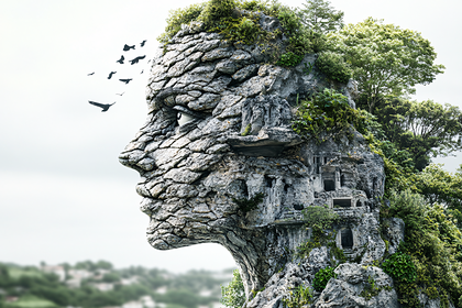 Stone Face Nature Head