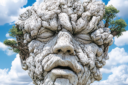 Stone Face with Trees