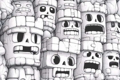 Stone Faces Crowd