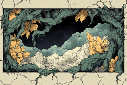 Stone Frame with Golden Leaves