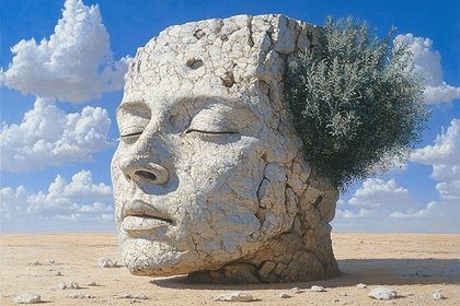 Stone Head in Desert