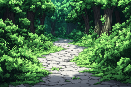 Stone Path Through Lush Green Forest