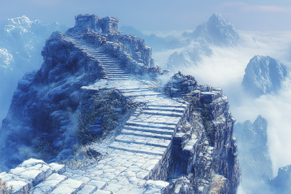 Stone Stairway To Mountain Ruin