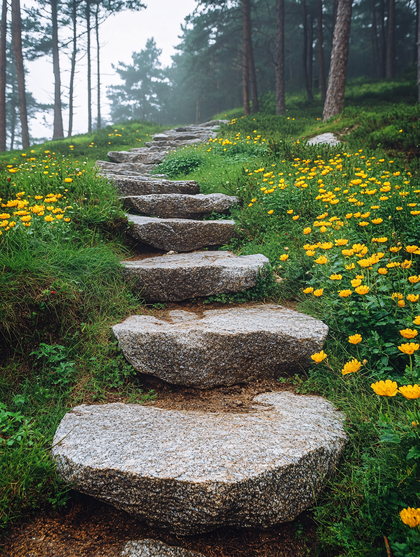 Stone Steps Through Forest Path