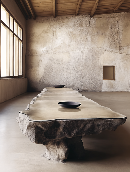 Stone Table in Minimalist Interior