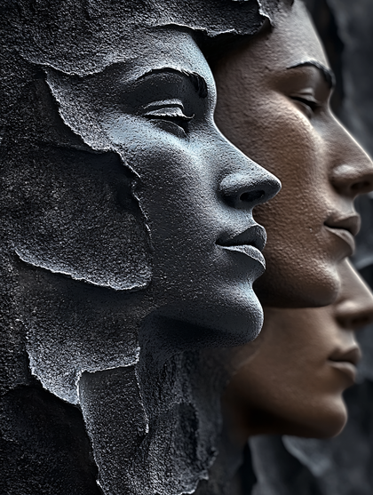 Stone-Textured Profile Faces