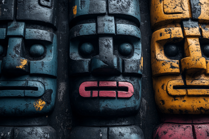 Stone Totem Faces