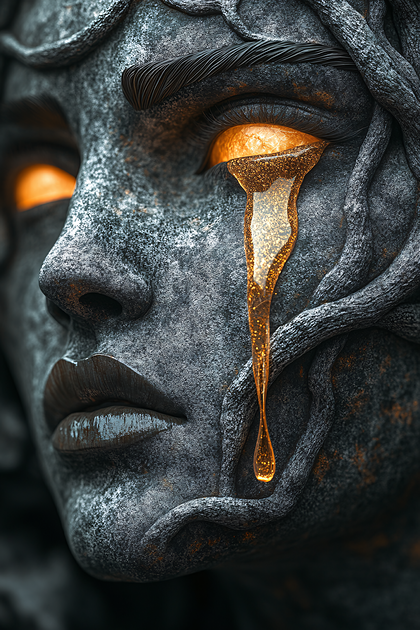 Stone Woman Crying Golden Tears