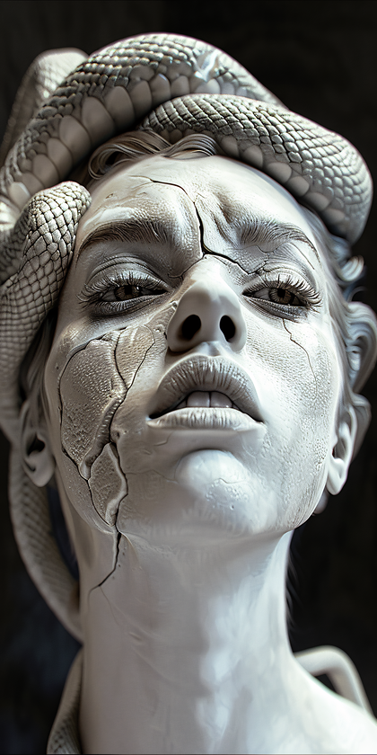 Stone Woman With Snake Headdress