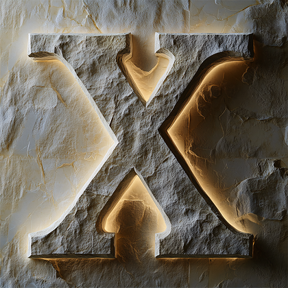 Illuminated Stone X Logo, Texture Wall