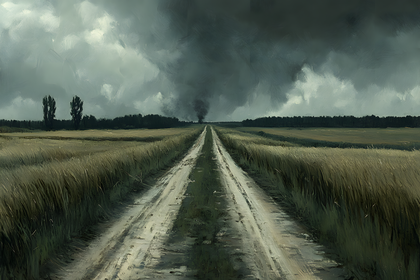 Stormy Path Through Wheat Field