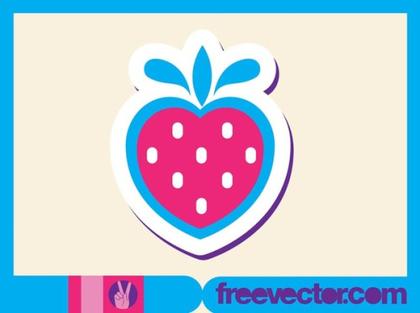 Strawberry Sticker Free Vector