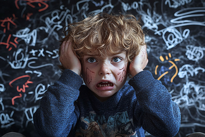 Stressed Child Grabbing Head