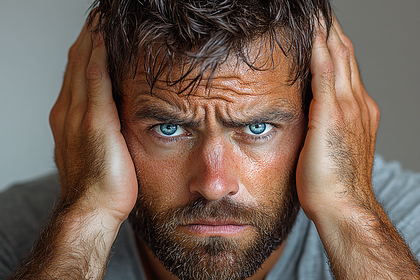 Stressed Man Covering Ears