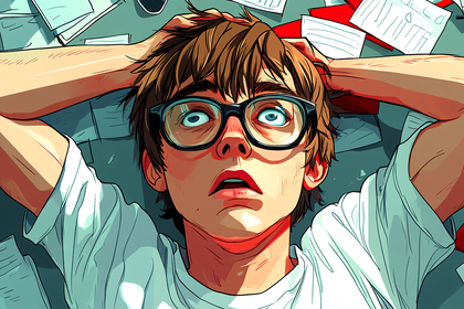 Stressed Student Overwhelmed By Papers