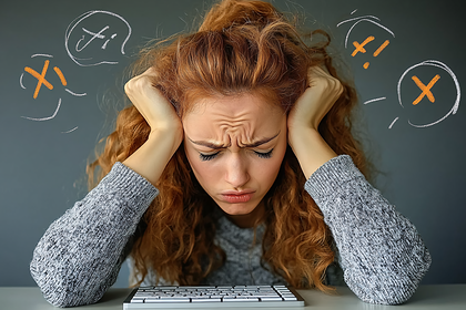 Stressed Woman with Hand on Head