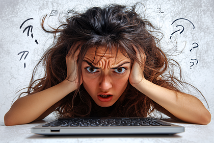 Stressed Woman with Laptop