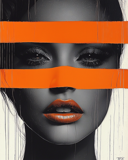 Striking Portrait With Orange Stripes