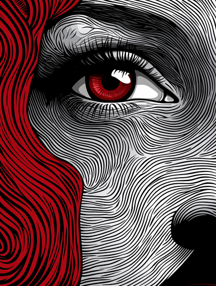 Striking Red Eye Graphic Portrait