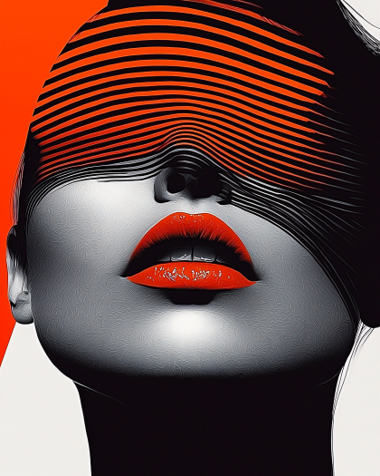 Striking Woman with Striped Eyes