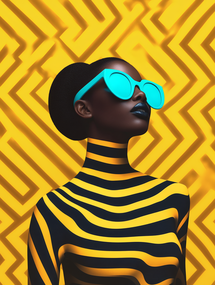 Striped Silhouette with Teal Sunglasses