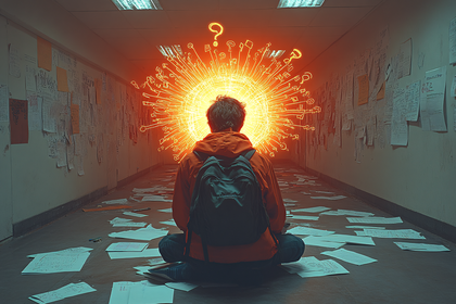 Overwhelmed Student Surrounded by Problems